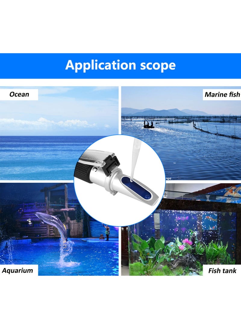 Salinity Refractometer for Aquarium, Marine Monitoring, Saltwater Testing, Dual Scale Salinity Tester 0-100 PPT 1.000-1.070 Specific Gravity Saline Seawater Refractometer Hydrometer with - Image 3